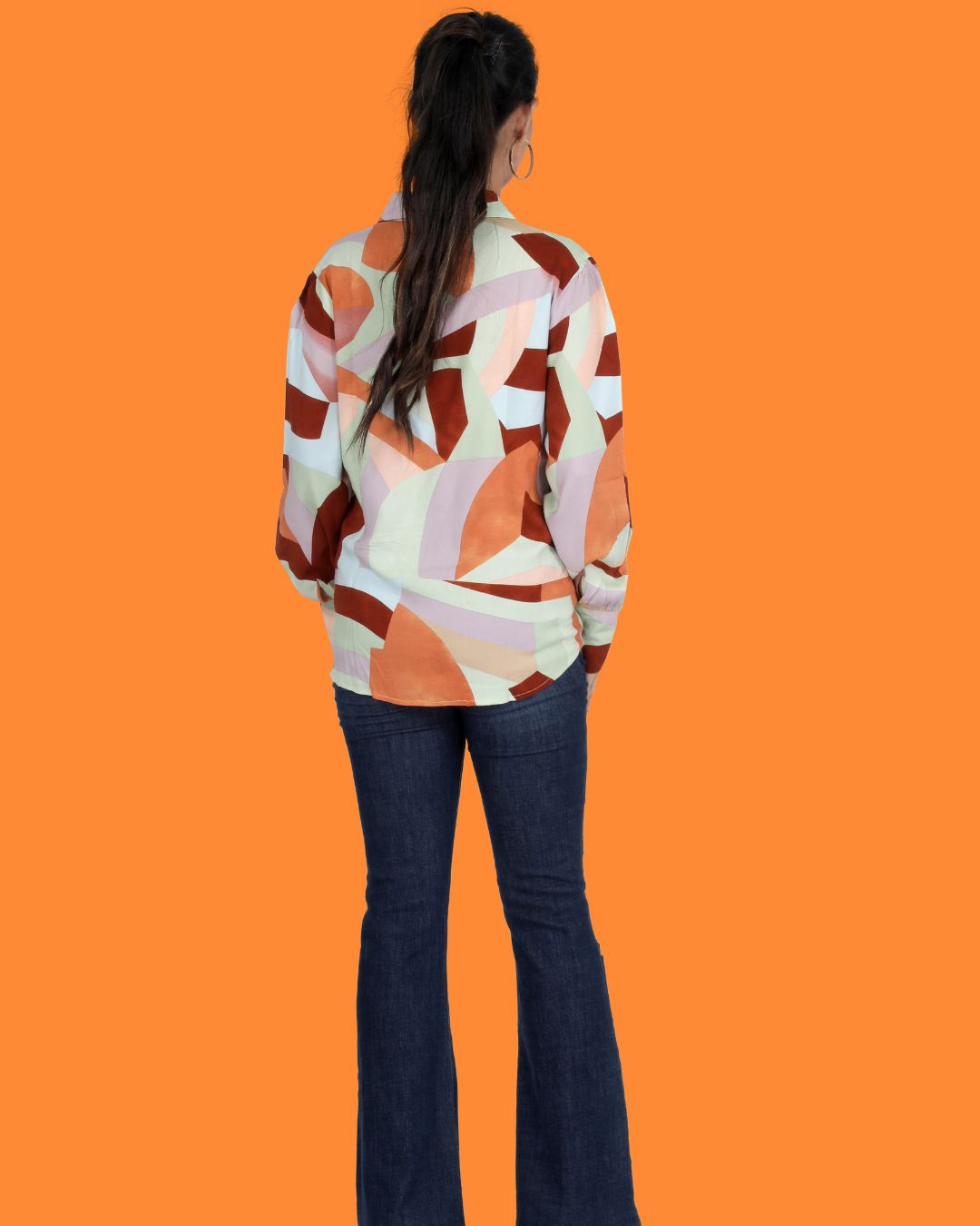 Long Sleeves Geometrical Print shirt