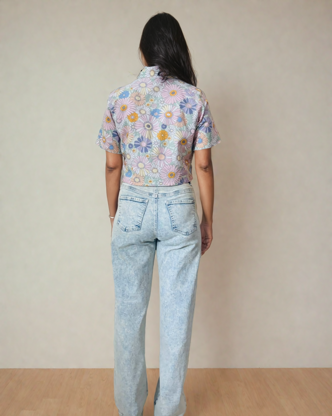 Short Sleeve Slim fit Flower print Crop Top