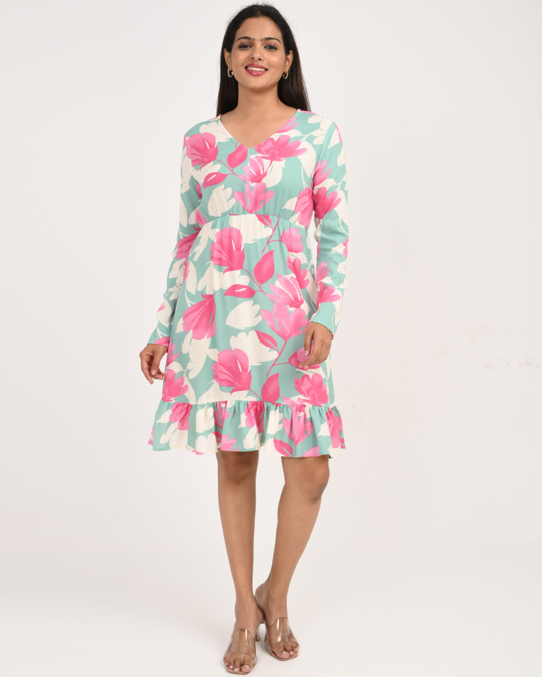 Mint Bloom Ruffle Dress