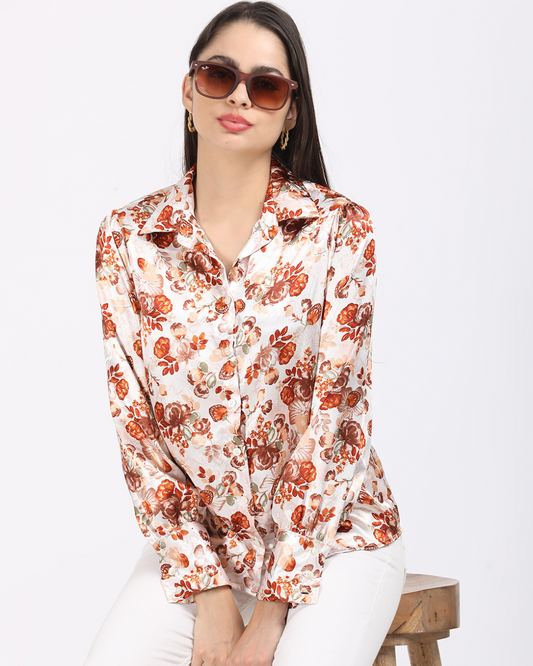 Satin Floral Printed shirt