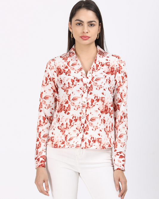 Women’s floral AOP shirt – front view, stylish printed top in India”