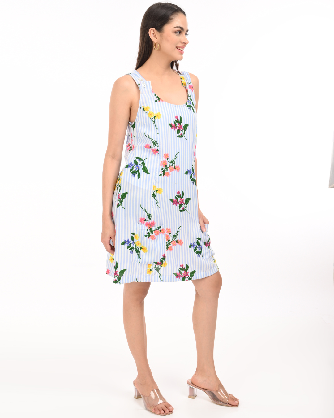 Breezy Floral Striped Cotton Dress