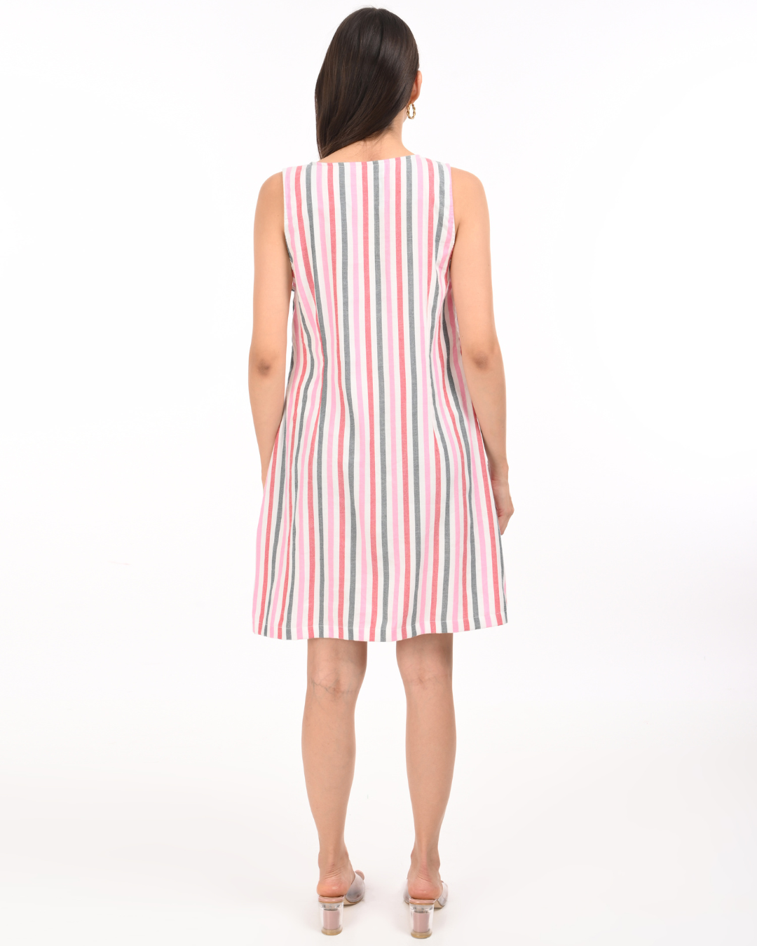 Women’s Elegant Striped Cotton A-Line Dress – Summer Casual