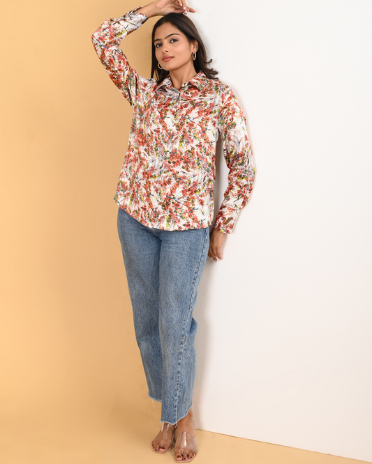 Elegant Floral Satin shirt