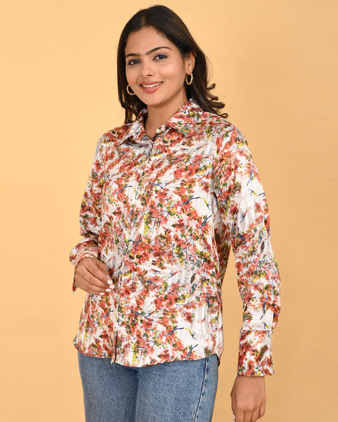 Elegant Floral Satin shirt