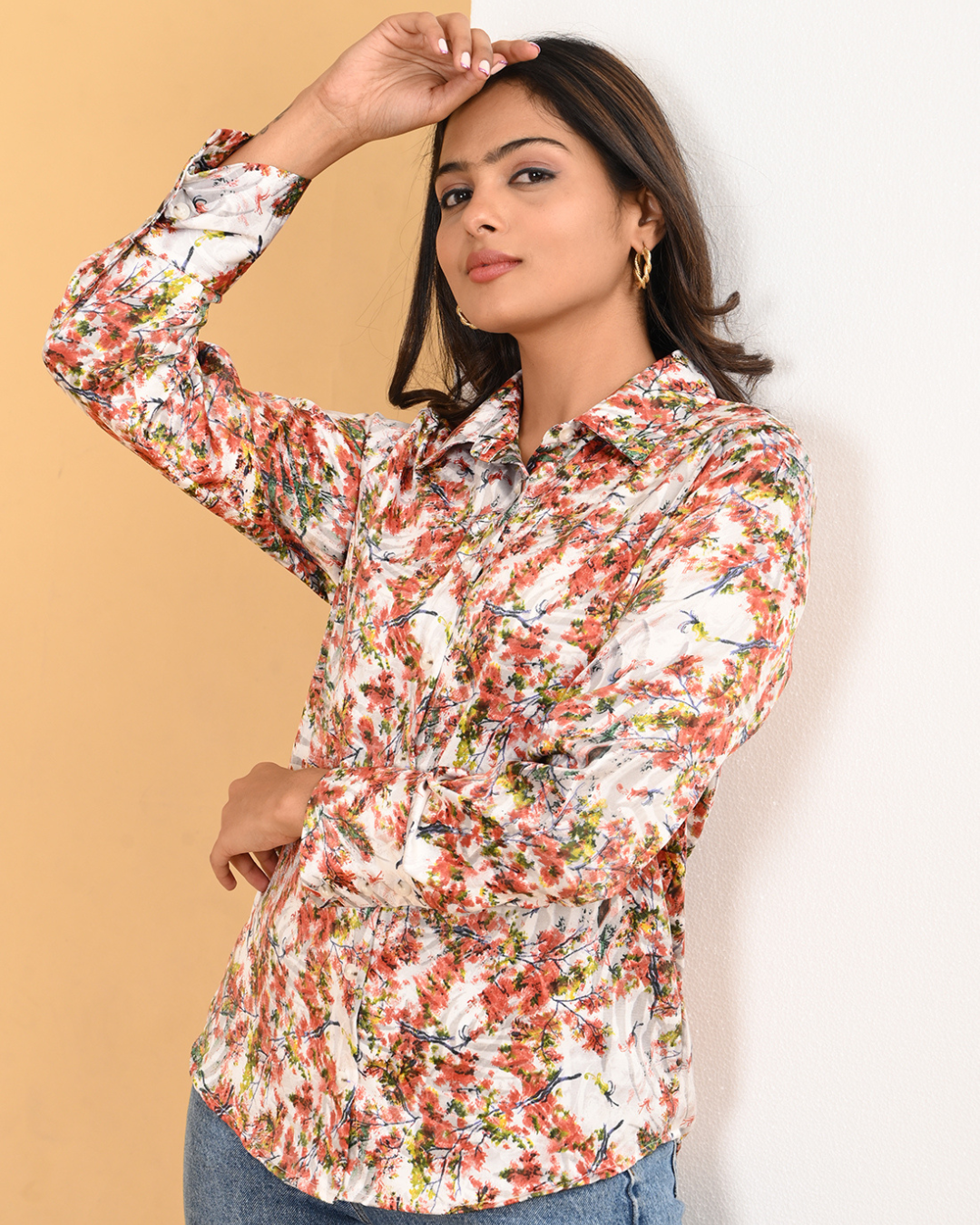 Elegant Floral Satin shirt
