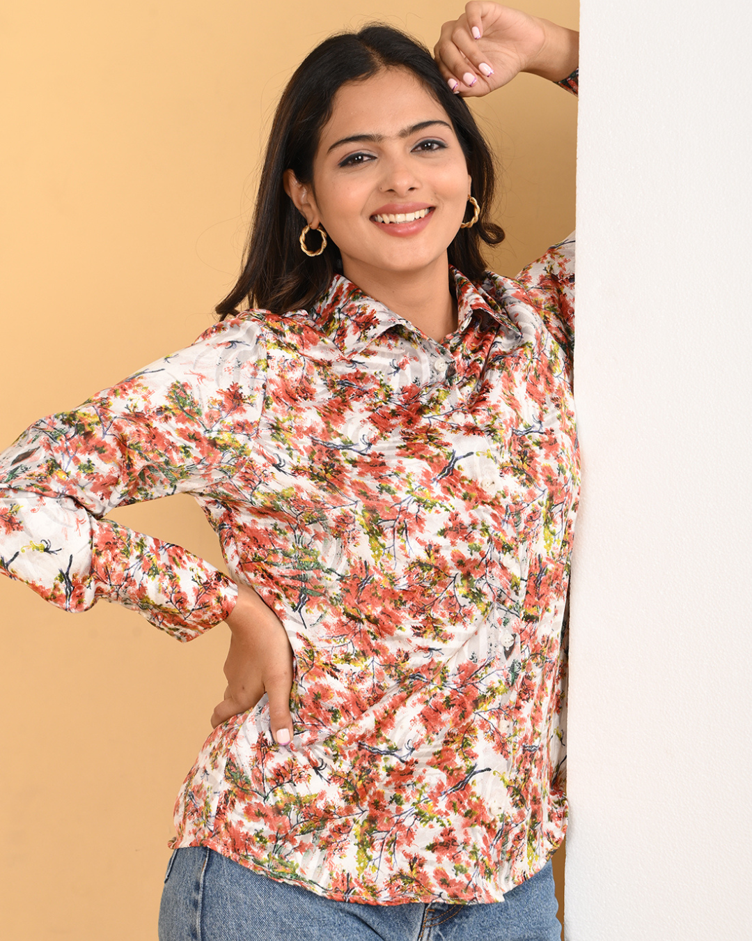 Elegant Floral Satin shirt