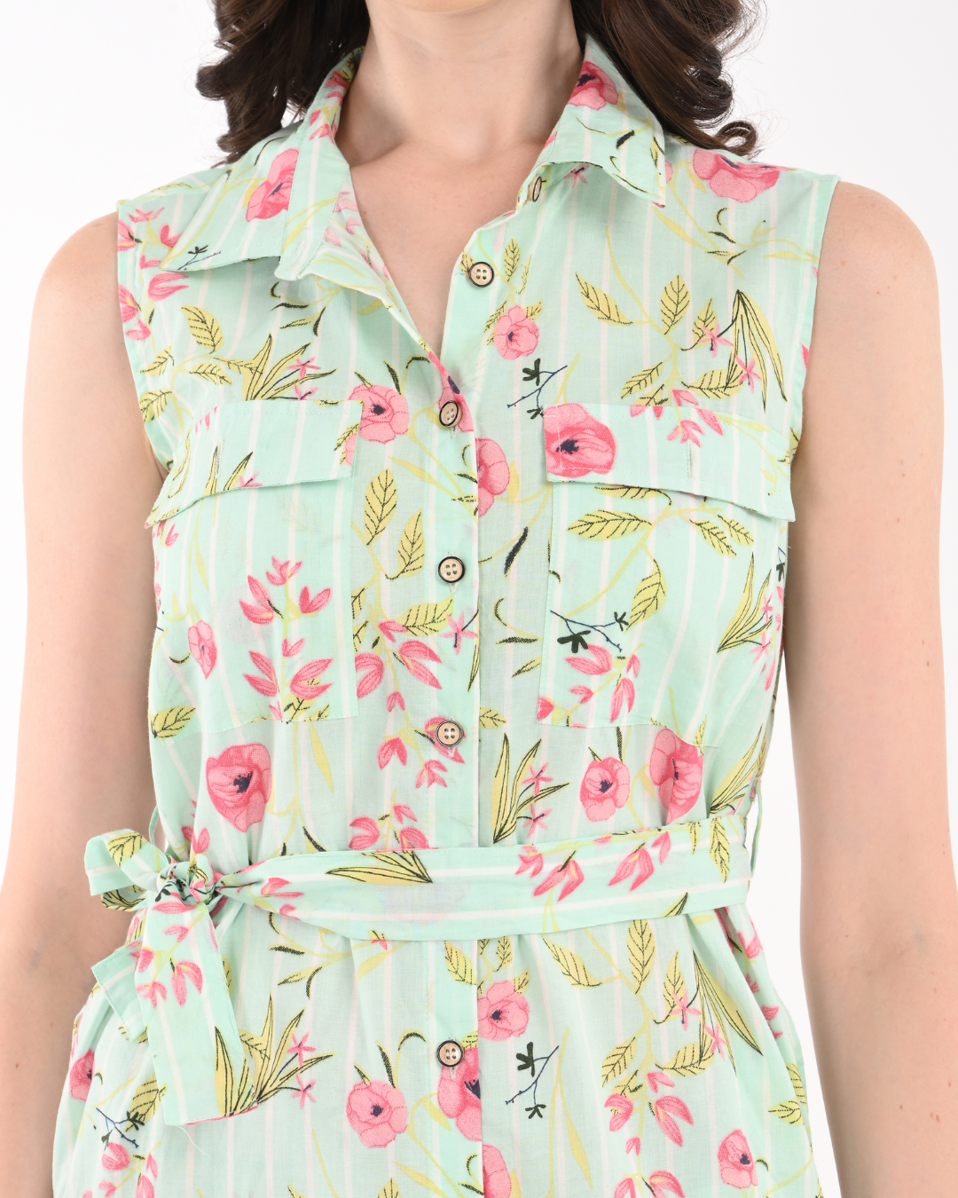 Mint Green Floral Shirt For Women
