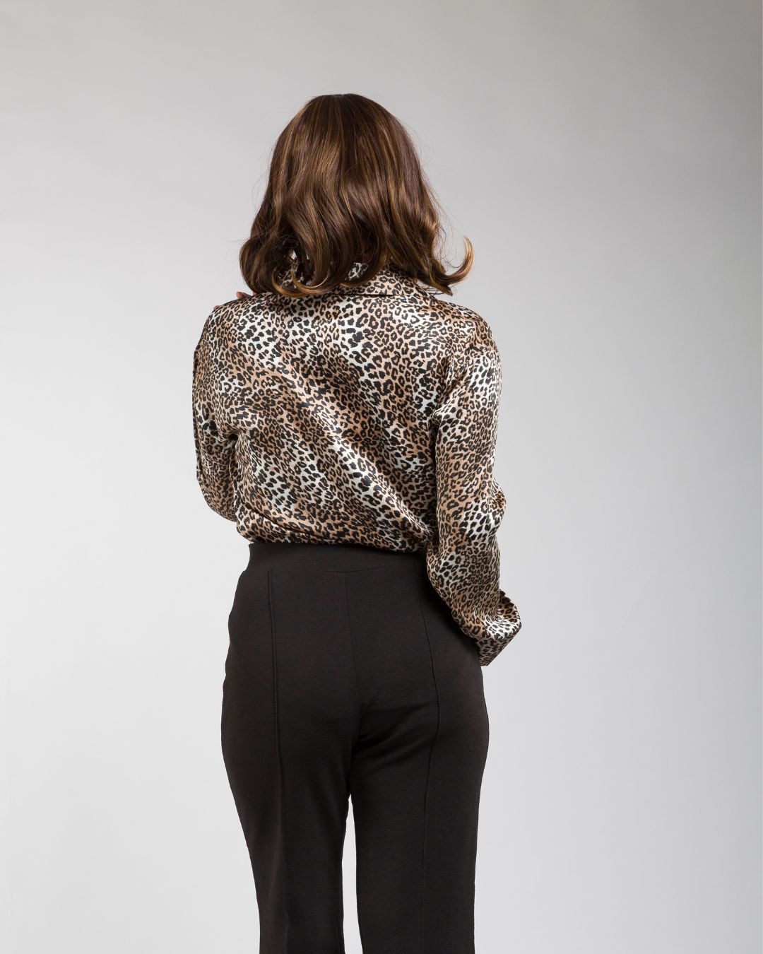 Women’s Printed Satin Shirt – Leopard Print Statement