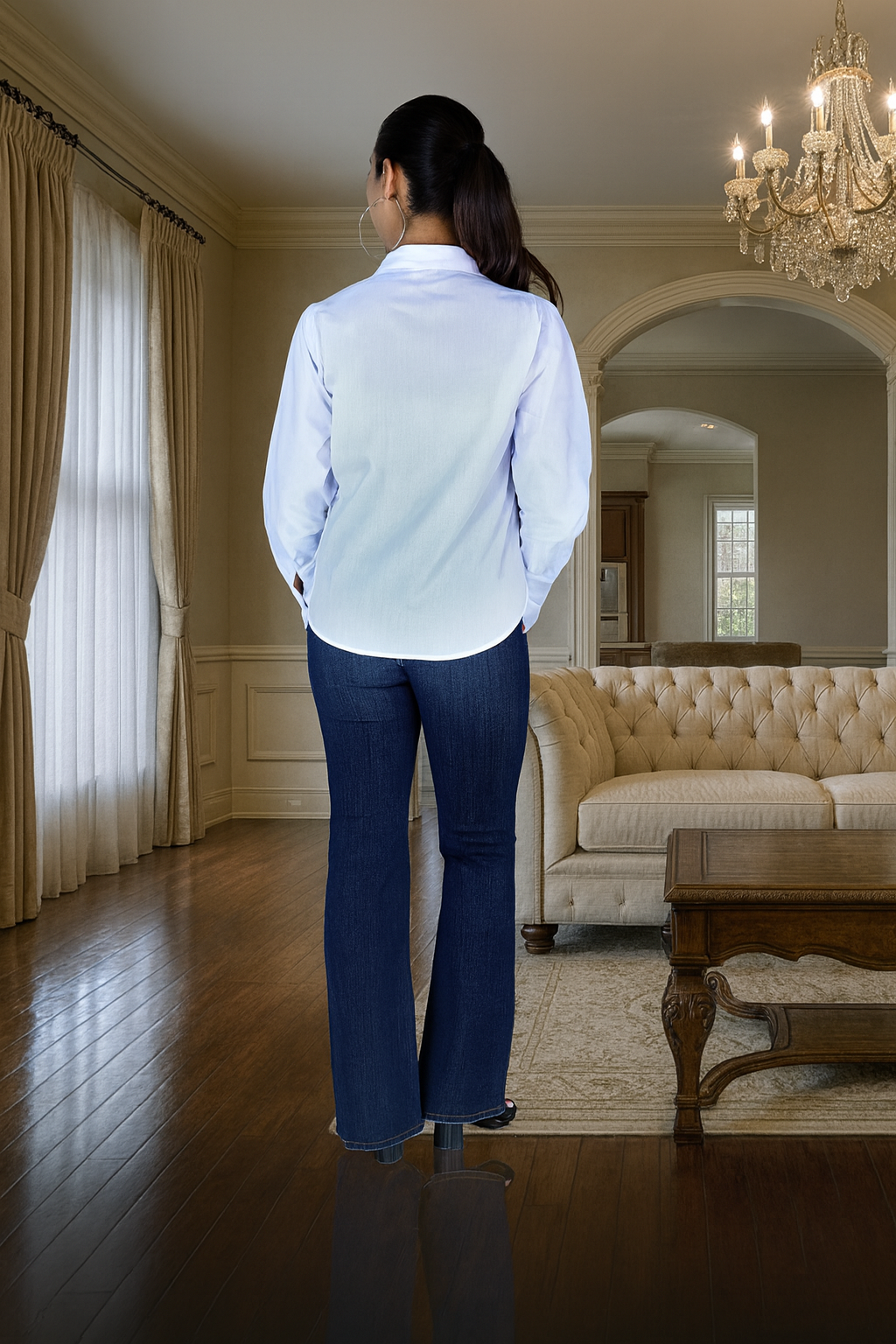 White Cotton Shirt with Heart Embroidery – Long Sleeves
