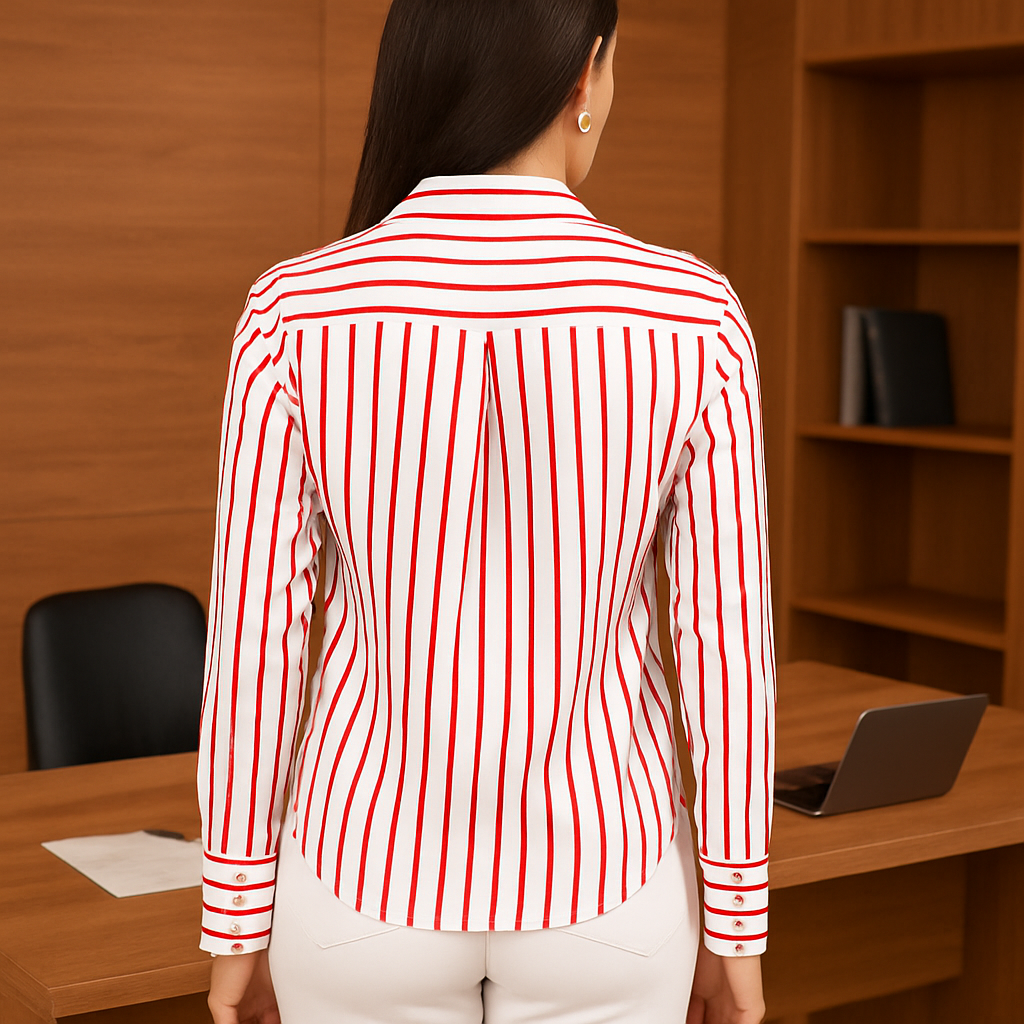Classic Red and White Striped Yarn dyed shirt
