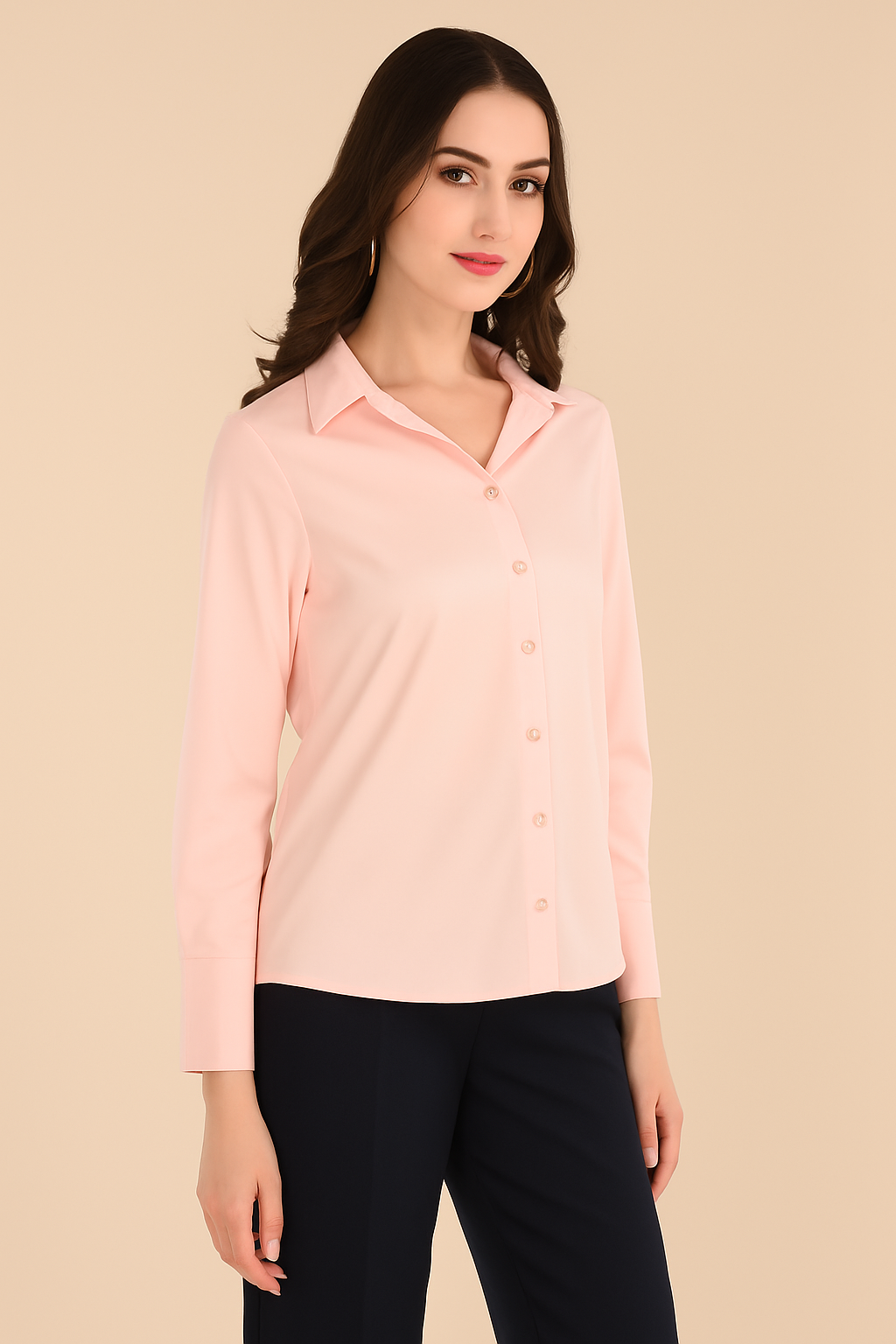 Blush pink Button down Shirt for Women.