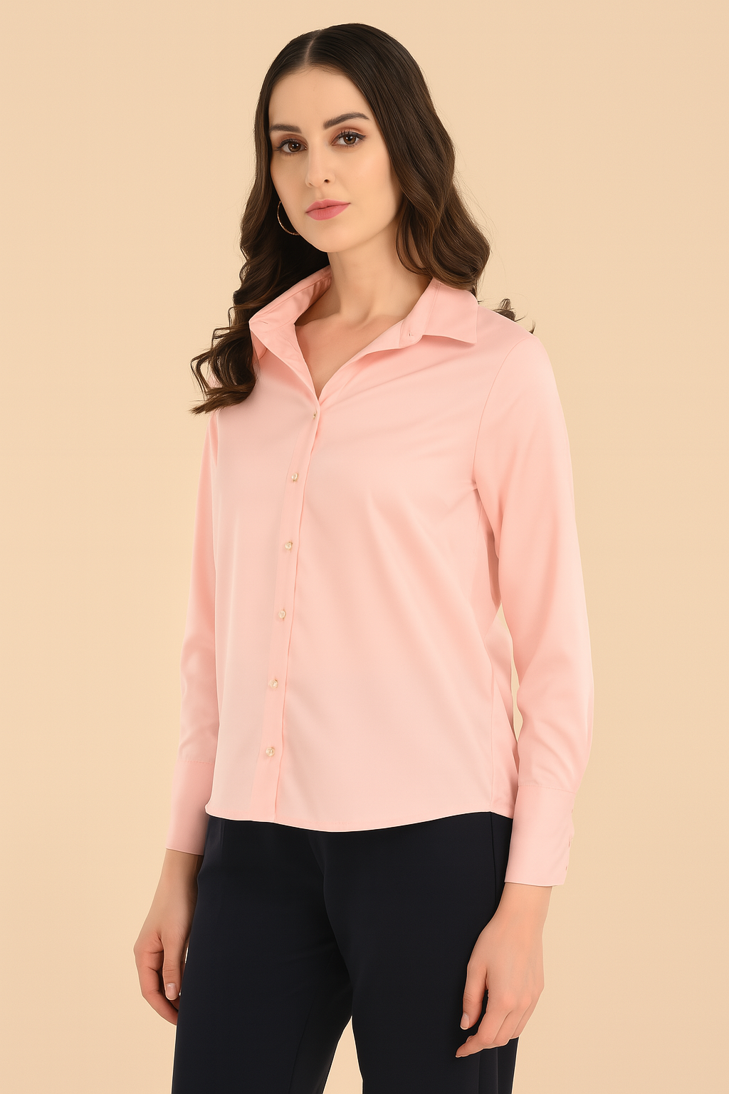 Blush pink Button down Shirt for Women.