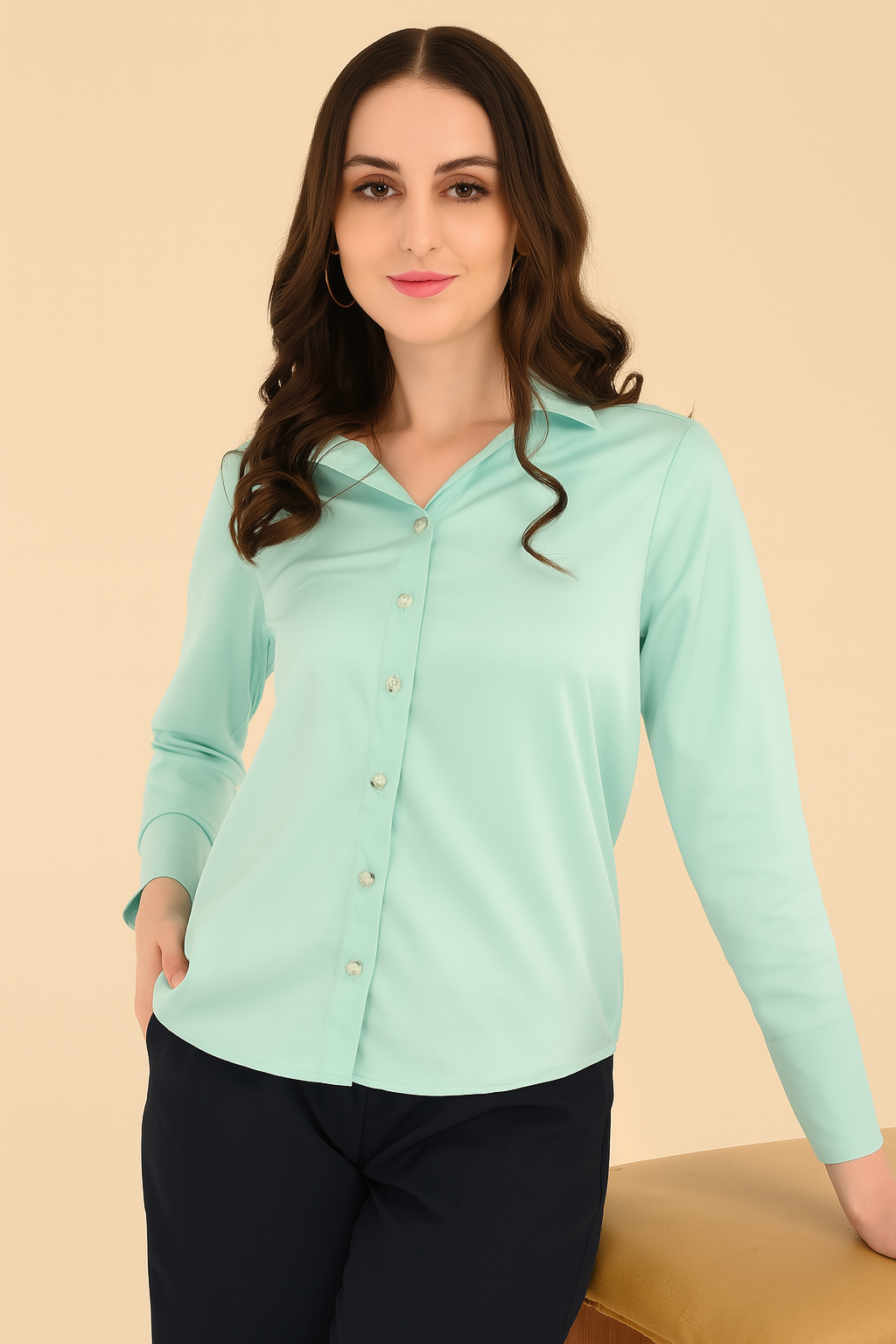 Mint Green Formal Shirt for Women