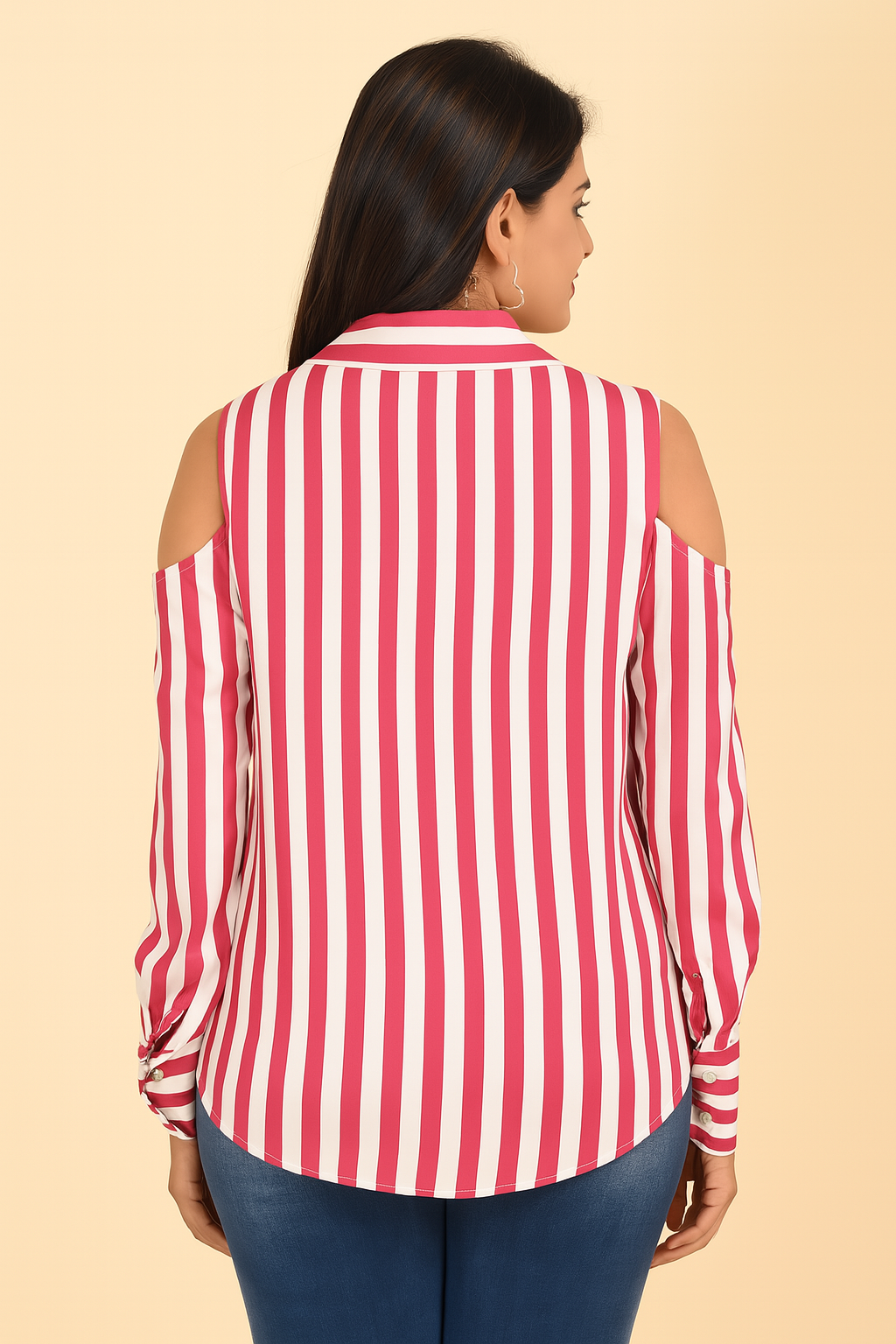 Bold Stripe cold Shoulder Shirt