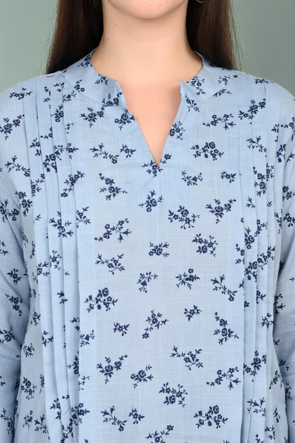 Light Blue Floral Cotton Kurti for Women – Soft & Breathable Everyday Wear
