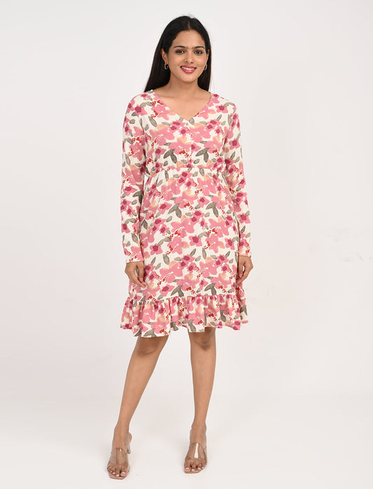 5 Reasons to Love Floral Dresses Like Our Pink Rayon Ruffle Hem Style