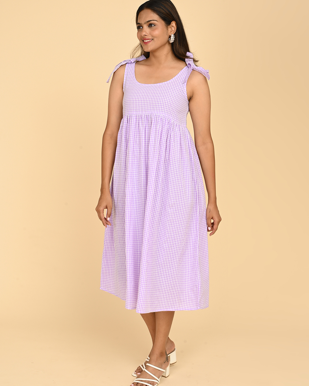 Cotton Gingham Midi Dress for Women 100% Cotton Summer Dress The Classy Clothing Cotton Gingham Midi Dress for Women 100% Cotton Summer Dress The Classy Clothing
