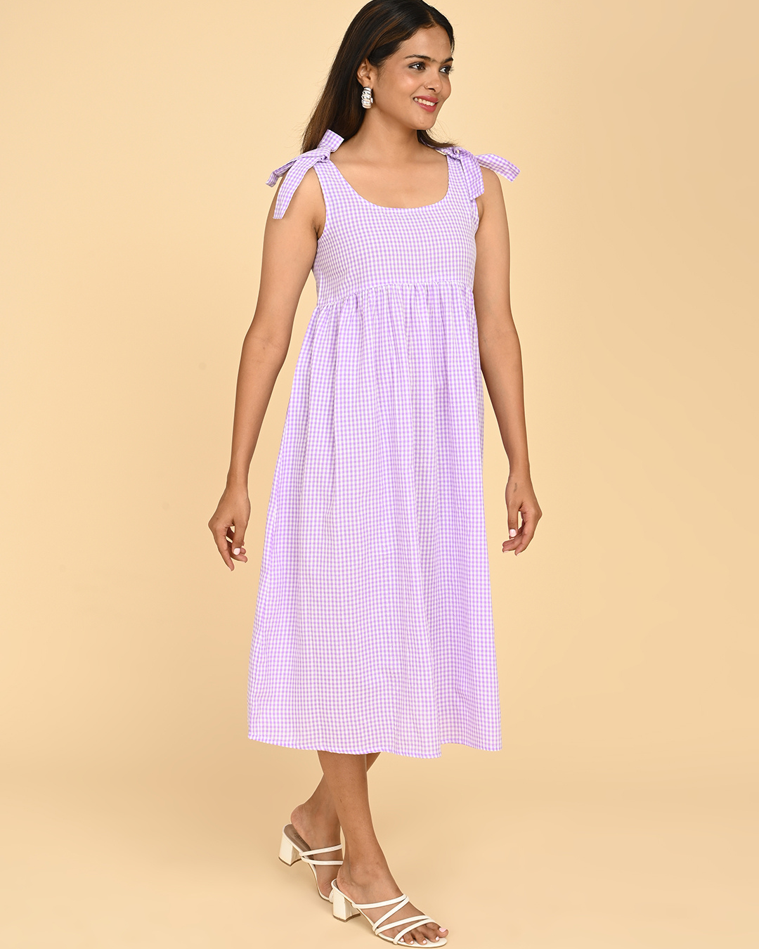 Cotton Gingham Midi Dress for Women – 100% Cotton Summer Dress – The Classy  Clothing