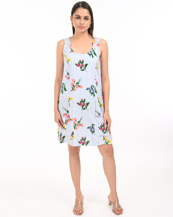 Breezy Floral Striped Cotton Dress