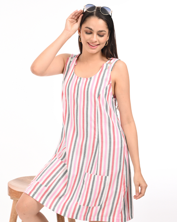 Women’s Elegant Striped Cotton A-Line Dress – Summer Casual