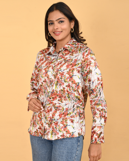 Elegant Floral Satin shirt