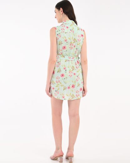 Mint Green Floral Shirt For Women