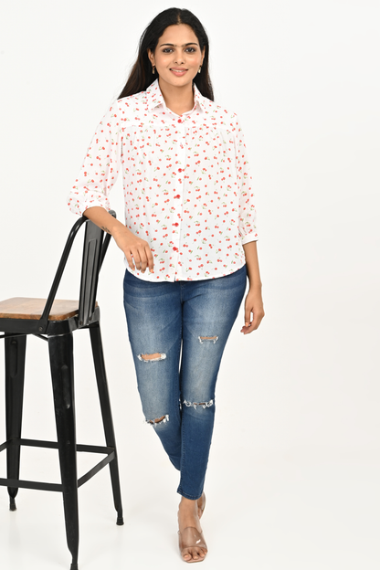 Women wearing lightweight rayon printed top for daily wear