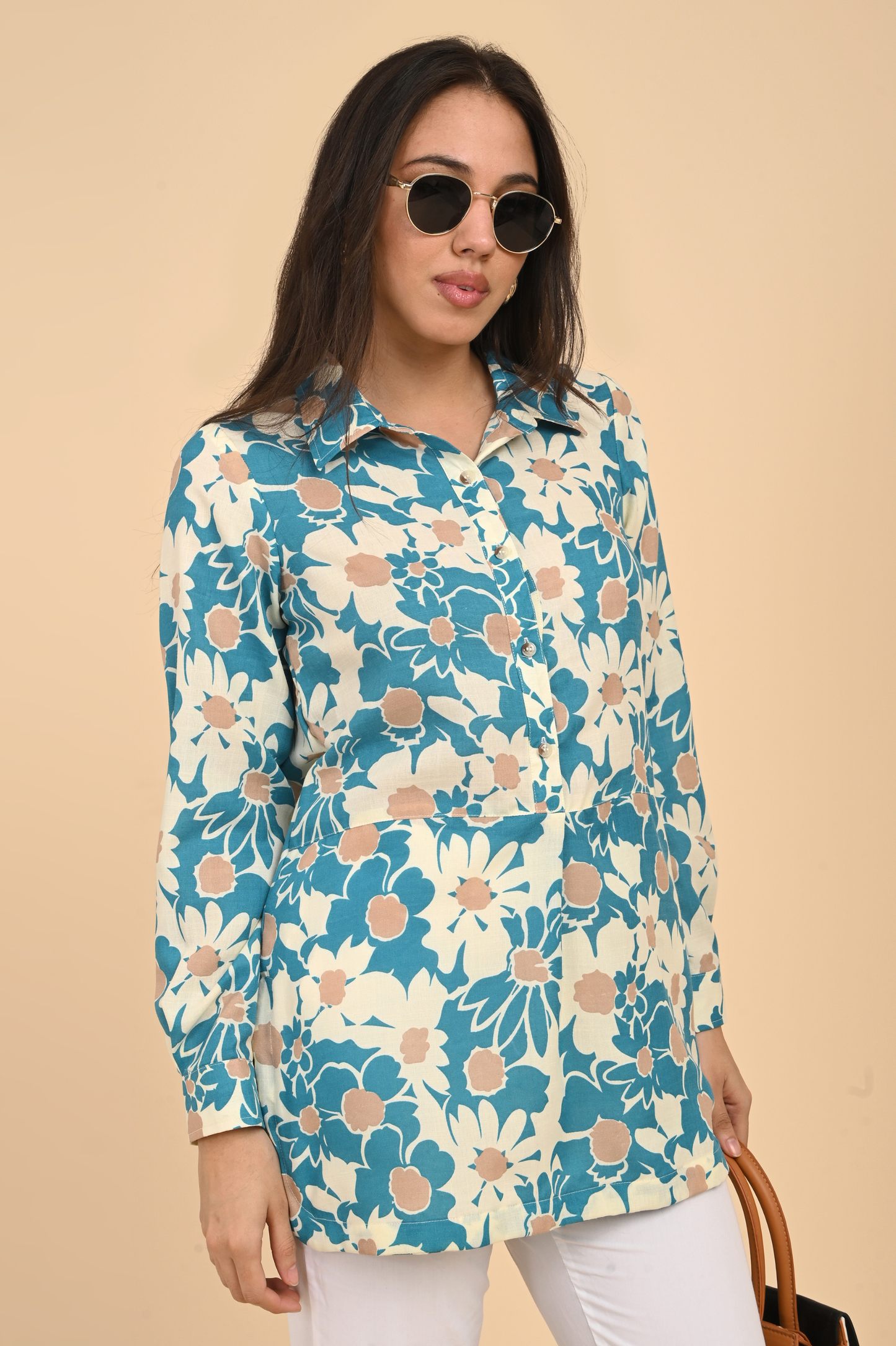 Floral printed cotton top for women
