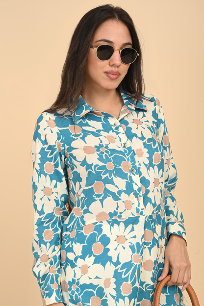 Floral printed cotton top for women
