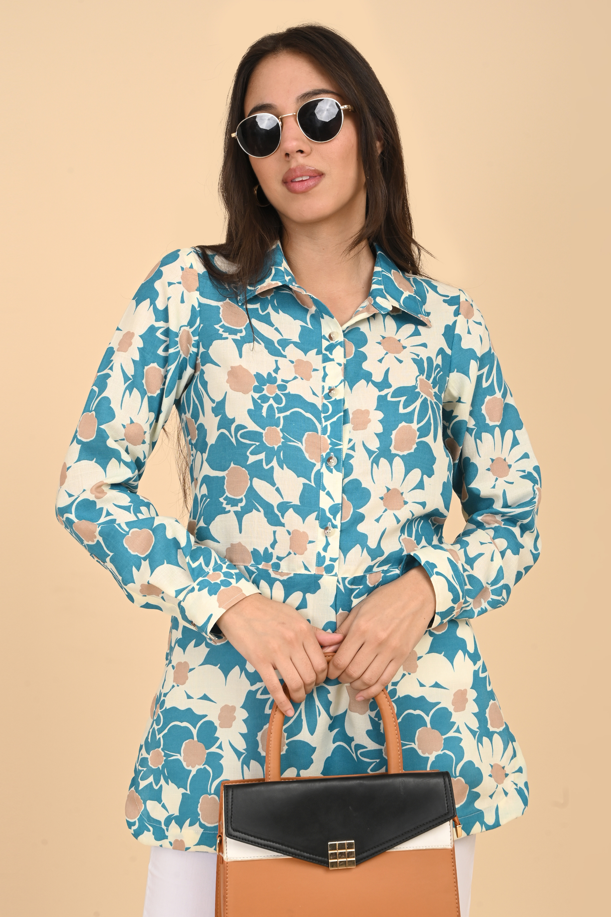 Floral printed cotton top for women
