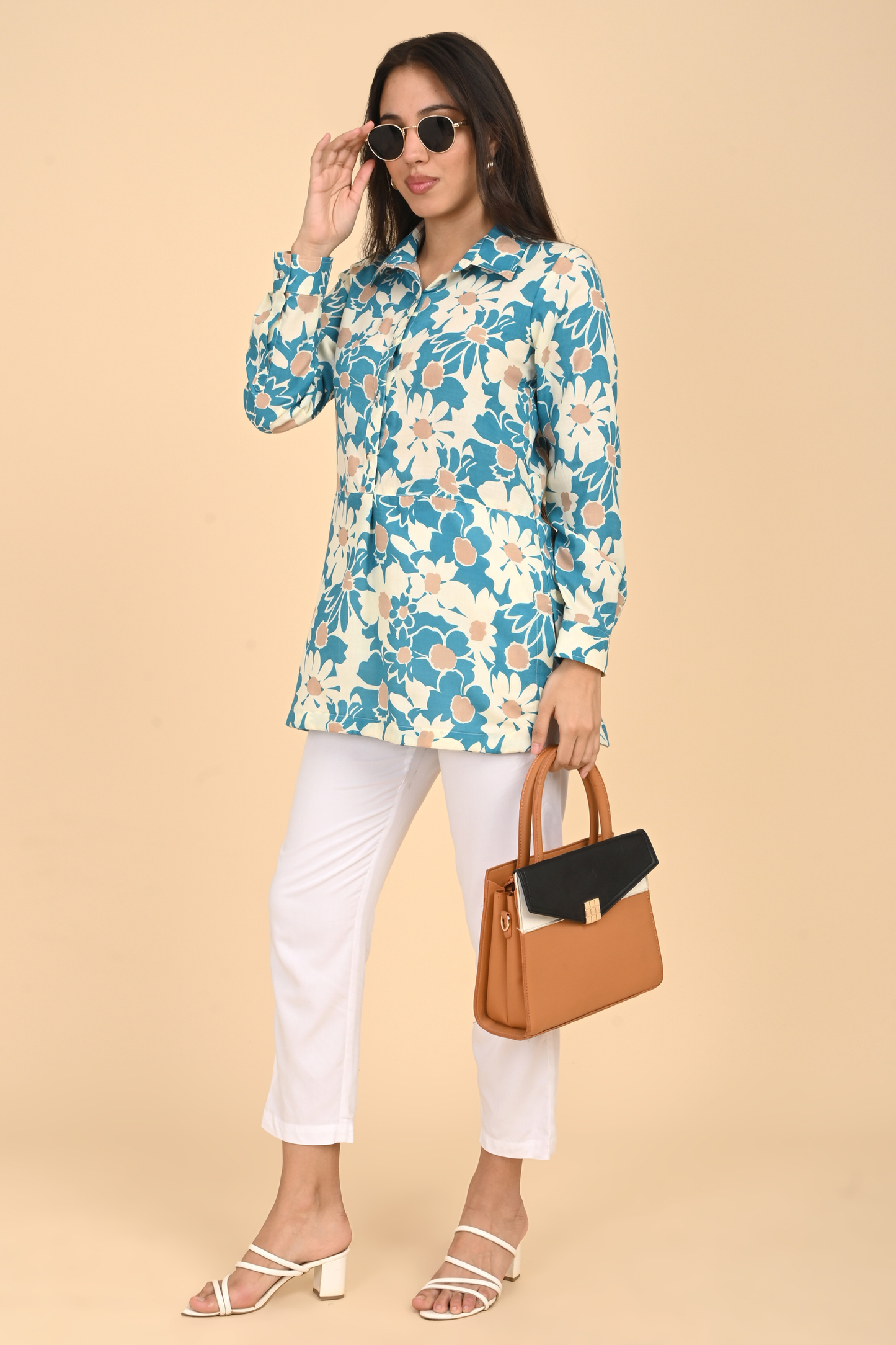 Floral printed cotton top for women
