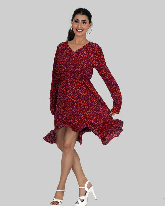 V Neck Dress in Ditsy Flower print