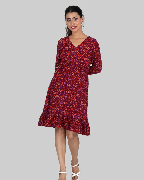 V Neck Dress in Ditsy Flower print
