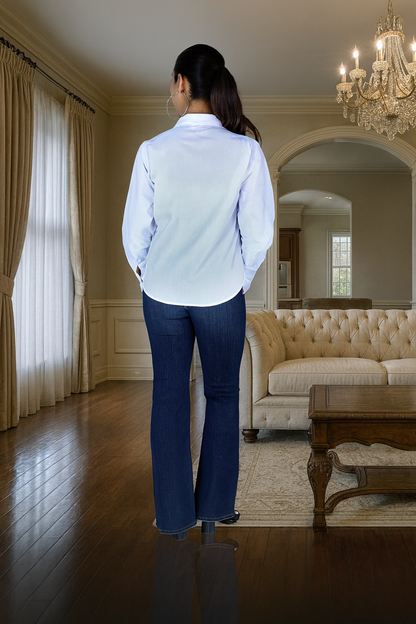 White Cotton Shirt with Heart Embroidery – Long Sleeves