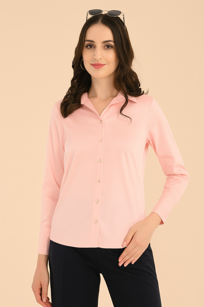 Blush pink Button down Shirt for Women.