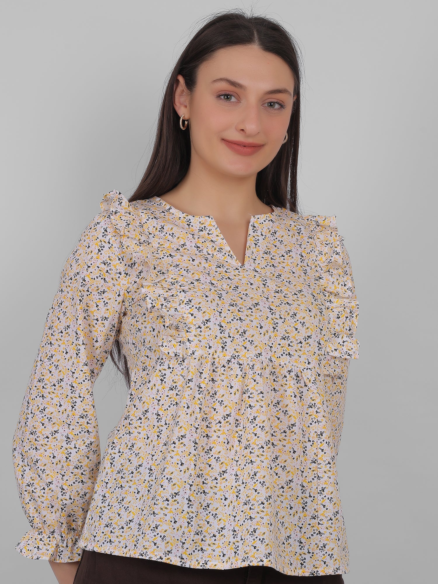 100% cotton floral printed top for women, lightweight summer wear in India