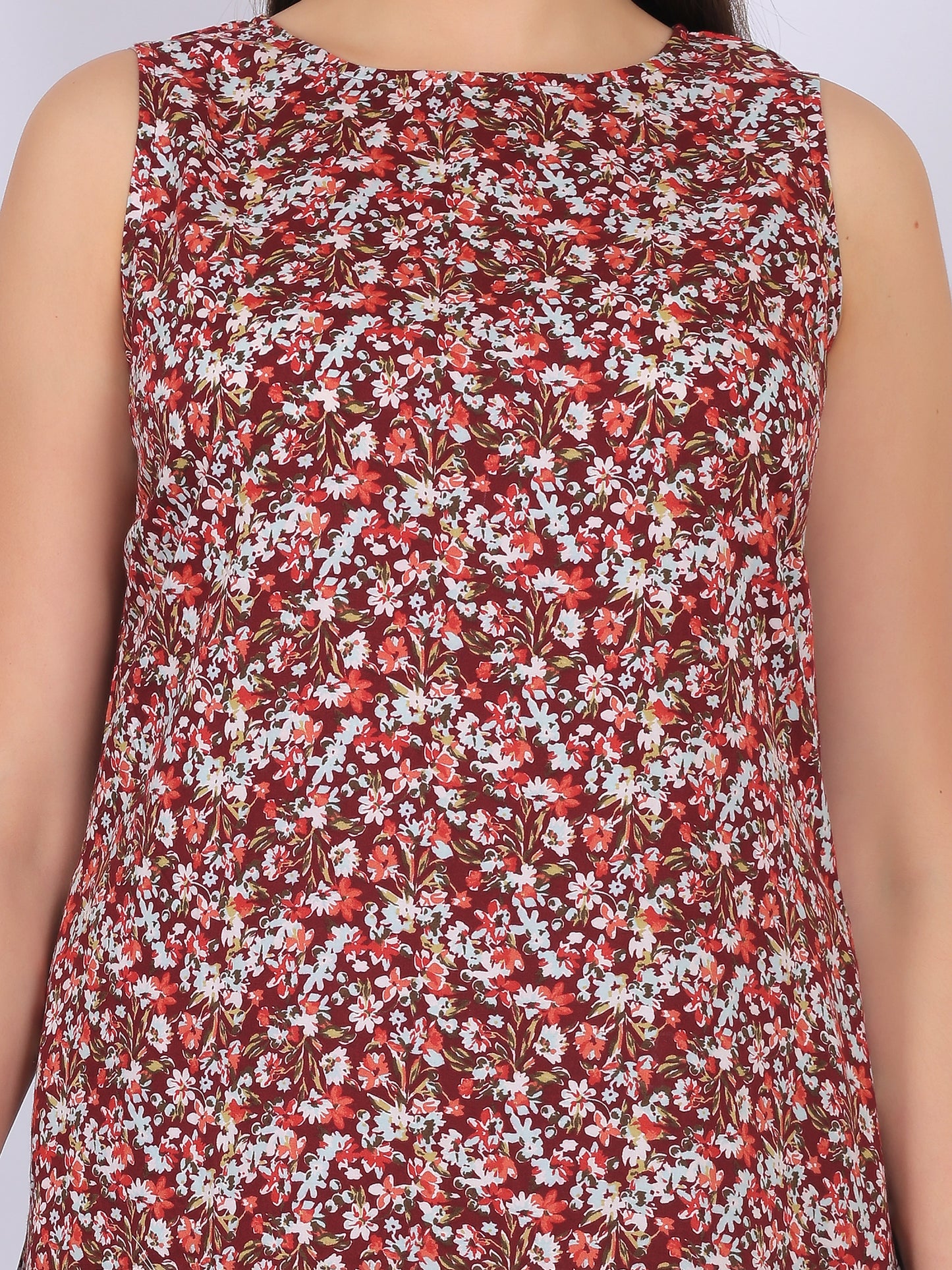 All Over Printed Rayon Dress for Women | Sleeveless Summer Dress India