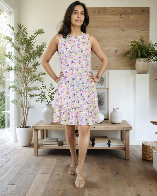 Floral Print dress with flair at hem