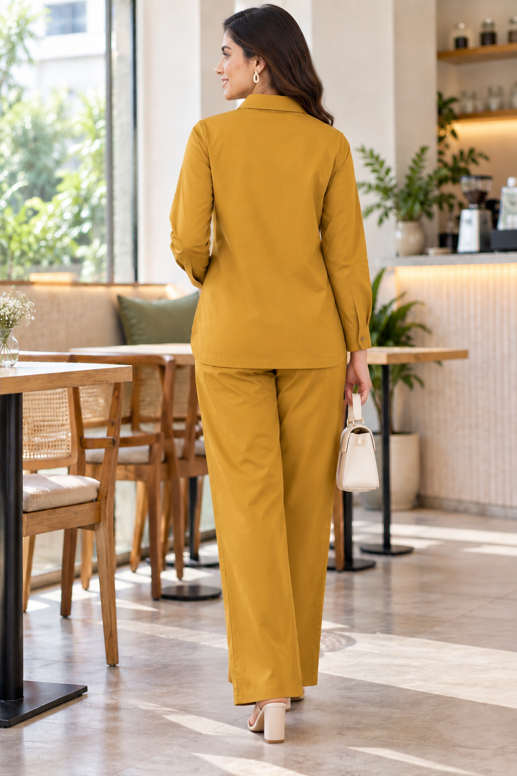 Mustard Yellow Cotton Co-ord Set for Women