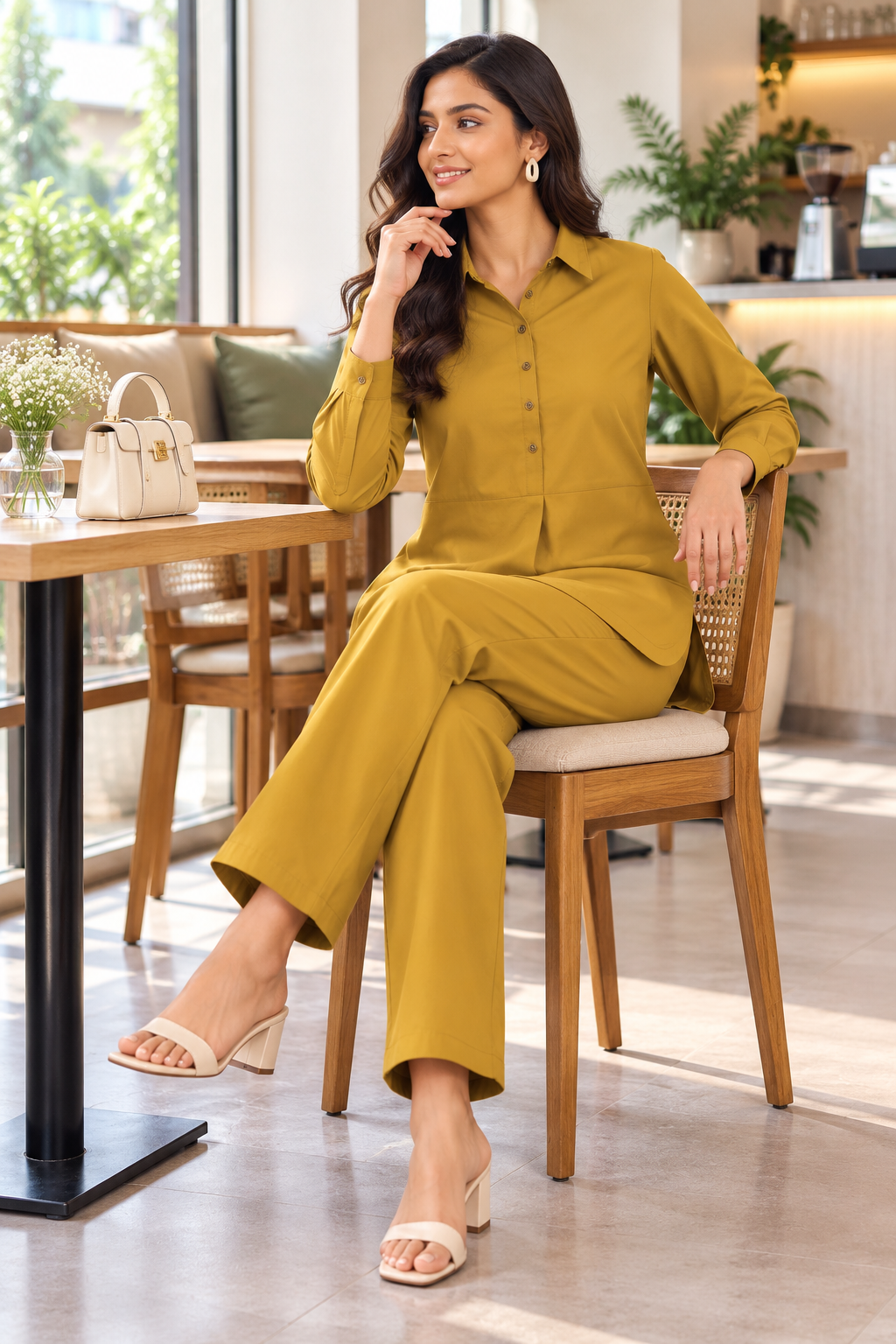 Mustard Yellow Cotton Co-ord Set for Women
