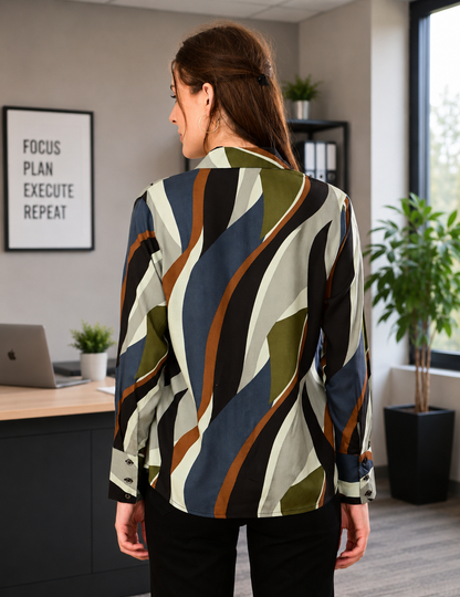 Back View of Printed Rayon Shirt for Women