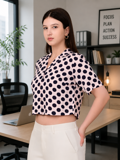 Peach Polka Dot Crop Top Side View