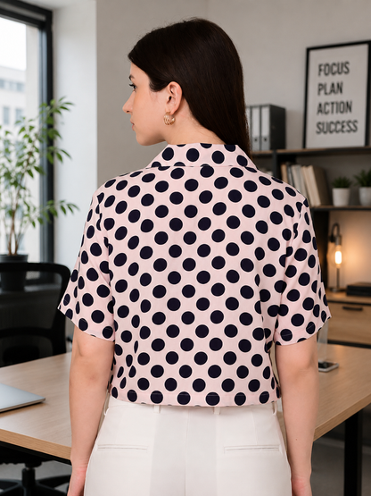 Peach Polka Dot Crop Top Back View