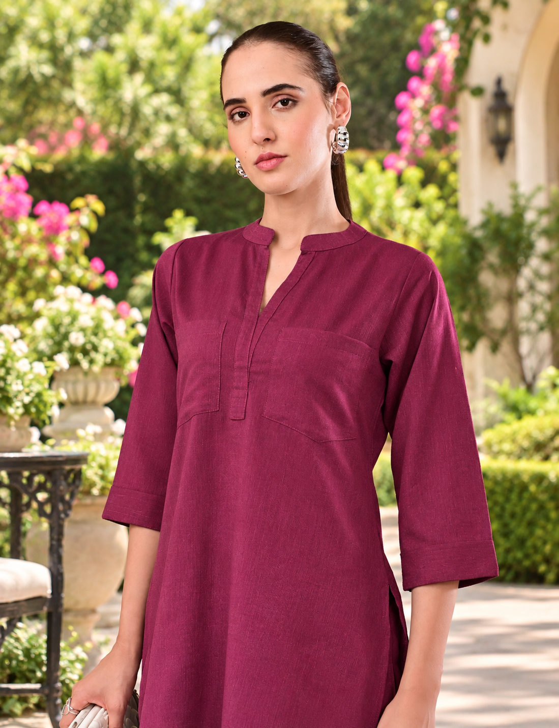 Plum Cotton Co-Ord Set for Women – 100% Cotton Chambray