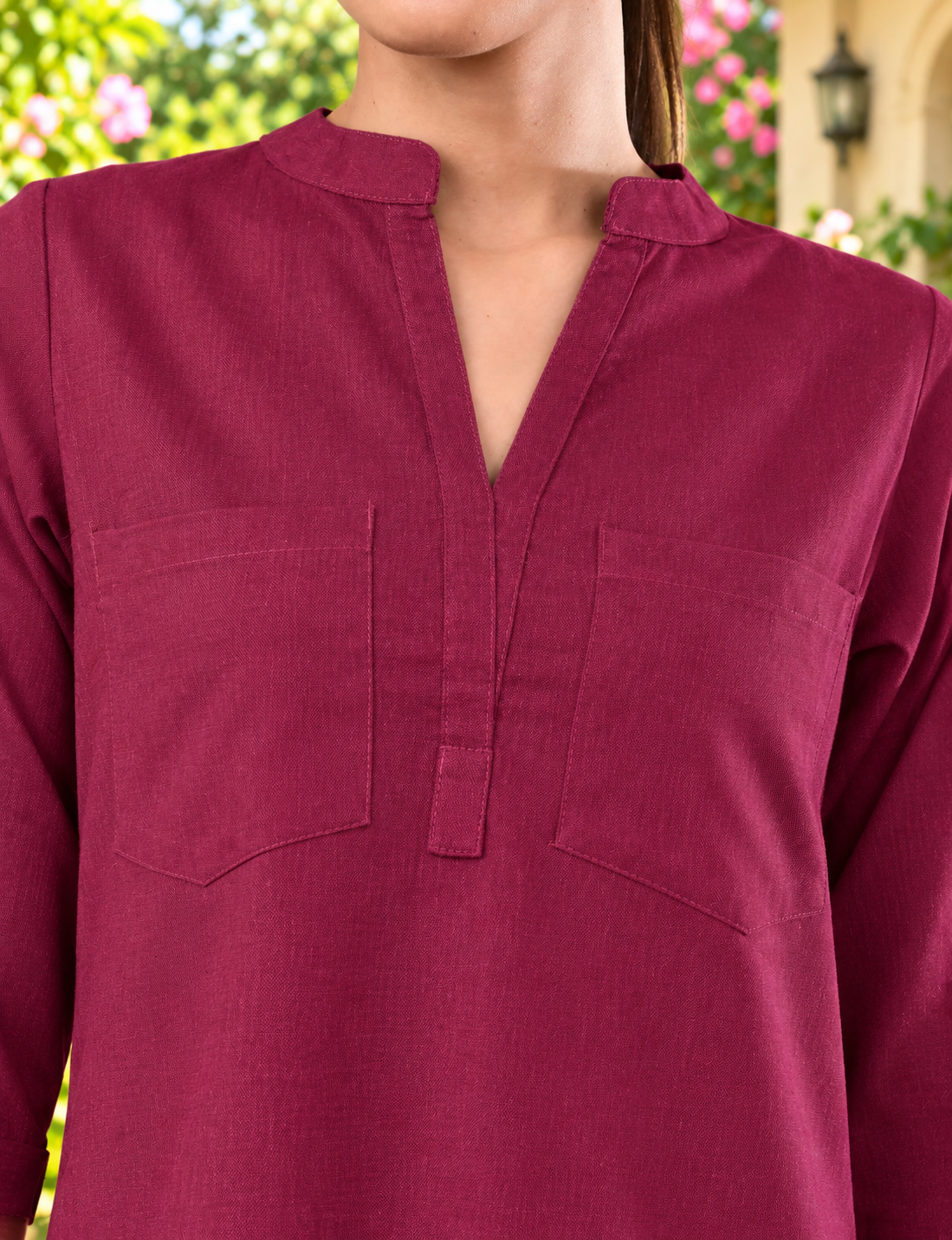 Plum Cotton Co-Ord Set for Women – 100% Cotton Chambray